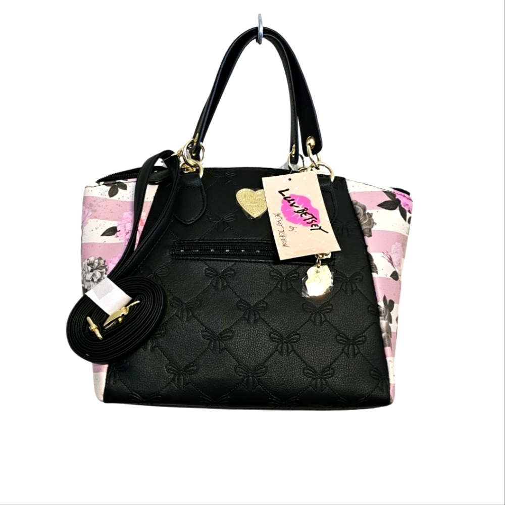 Betsey Johnson Purse BLACK,GREY, N PINK LUV BETSEY SATCHEL